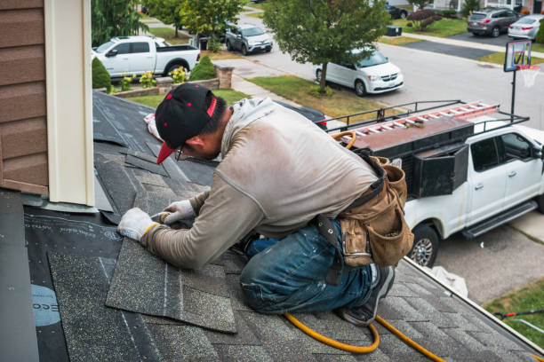 Professional Flat Roof Repair technician working in Pavilion, NY